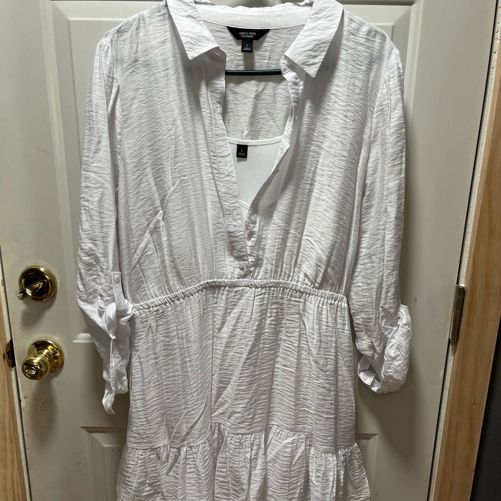 Vera Wang White Textured Dress